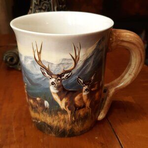 VINTAGE Rosemary Millette The Last Glance and Crossing the Ridge - Mule Deer mug
